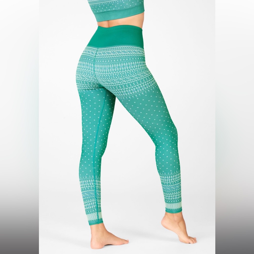 High-Waisted Seamless Fair Isle Legging - Green
